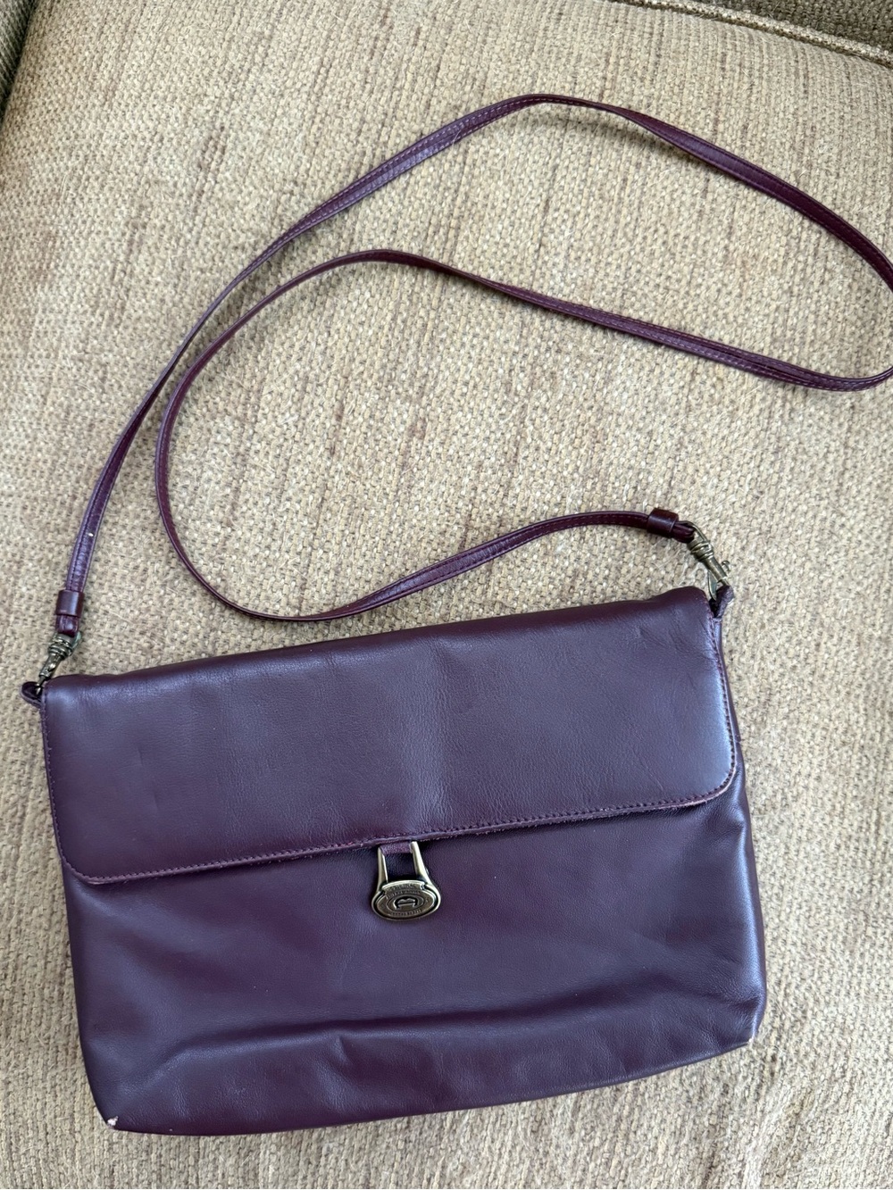 Etienne Aigner Plum Leather Crossbody Shoulder Bag